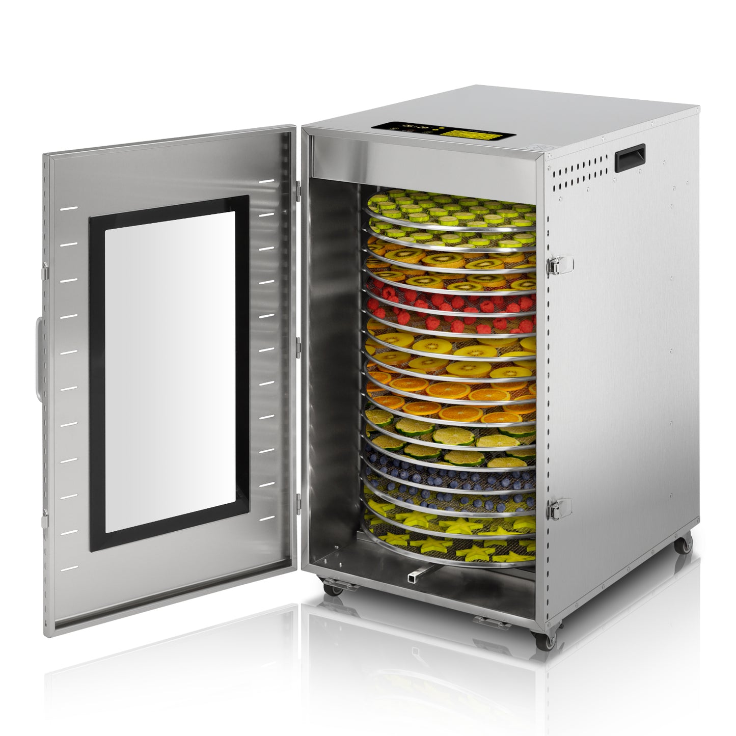 Cercker Rotary Food-Dehydrator Machine 16 Trays 17.52 Ft² Fruit-Dehydrator for Jerky 1500w Large Meat Dryer 190℉ Stainless Steel Food Dryer Machine for Herbs, Beef, Mushrooms, Dog Treat