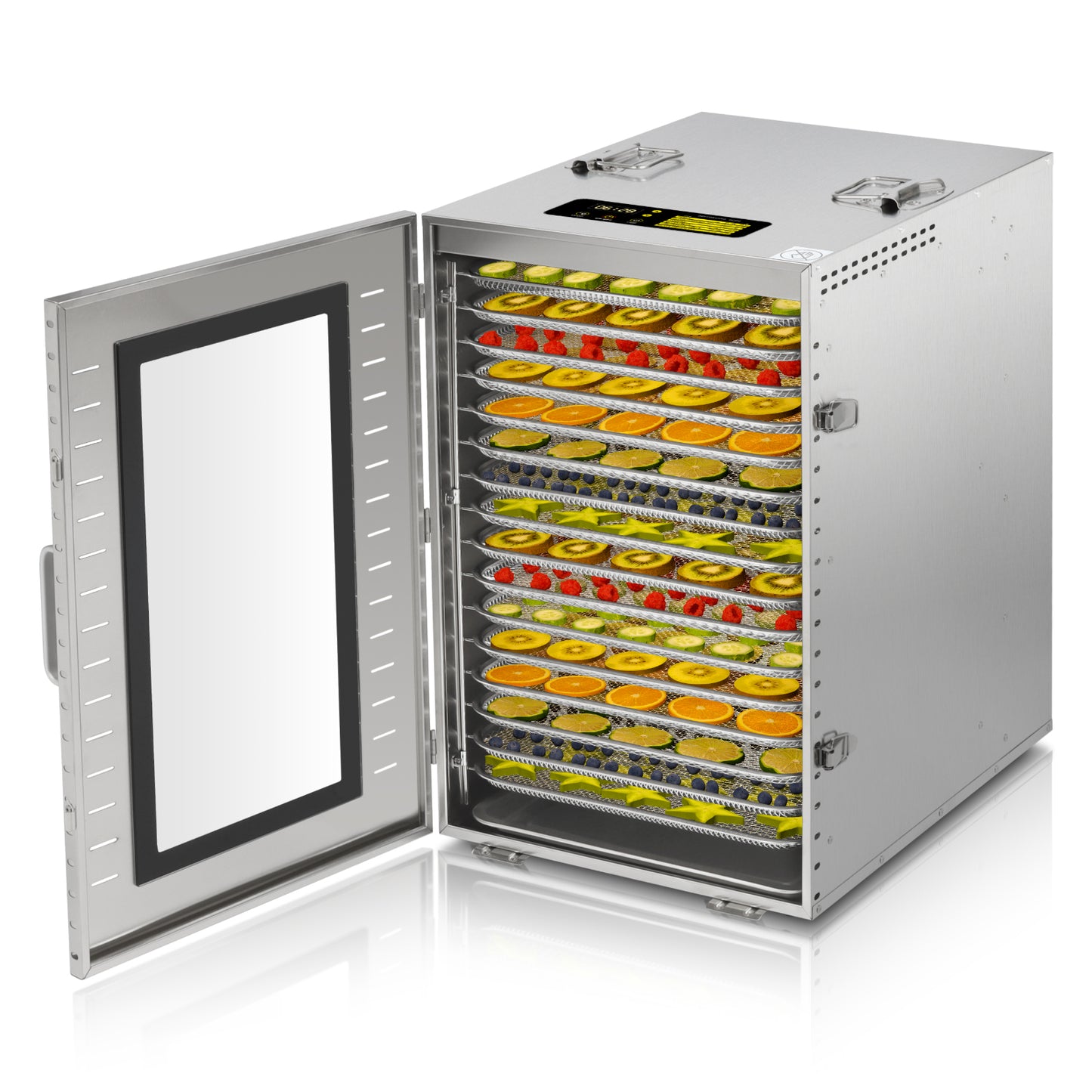Cercker Commercial Food-Dehydrator Machine 16 Trays,1500W Fruit Dryer, 27ft² Large Meat Dehydrator For Jerky, Stainless Steel Food Dryer, For Mushroom, Herbs, Yogurt, Beef