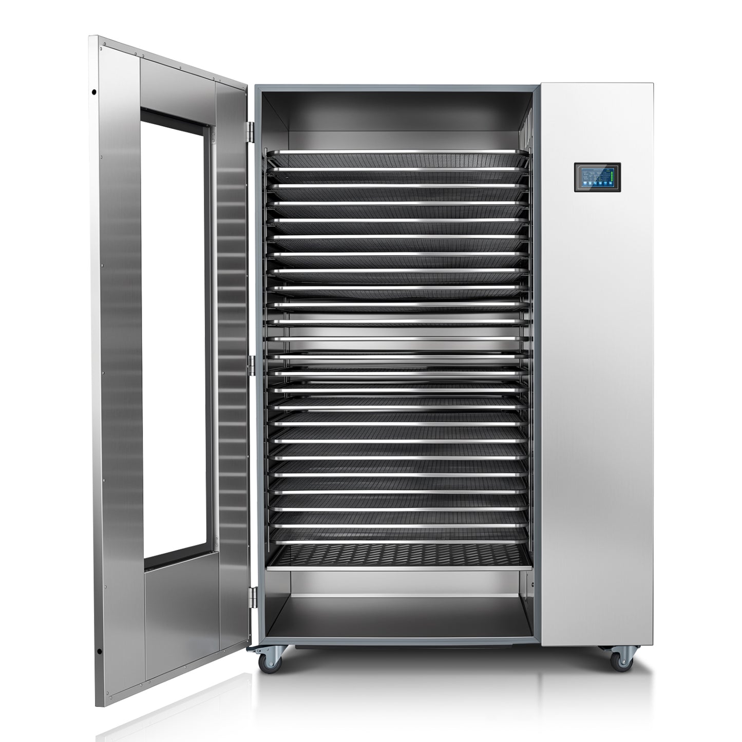 220V Industrial Heat Pump Food-Dehydrator Machine 60℉-158℉ Stainless Steel 24 Trays Commercial Food Dryer 75% Energy Saving 125ft² Large Capcity Drying for Fruit,Herbs,Beef Jerky Maker (46.5×27×69.8)