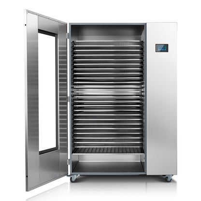 220V Industrial Heat Pump Food-Dehydrator Machine 60℉-158℉ Stainless Steel 24 Trays Commercial Food Dryer 75% Energy Saving 125ft² Large Capcity Drying for Fruit,Herbs,Beef Jerky Maker (46.5×27×69.8)