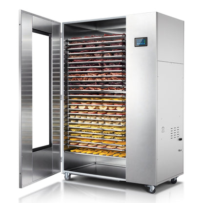 220V Industrial Heat Pump Food-Dehydrator Machine 60℉-158℉ Stainless Steel 24 Trays Commercial Food Dryer 75% Energy Saving 125ft² Large Capcity Drying for Fruit,Herbs,Beef Jerky Maker (46.5×27×69.8)
