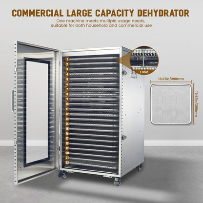 Cercker Commercial Food-Dehydrator Machine 22 Trays,37.5Large Dehydrator for Fruit 70ºF-190ºF,Twin 110V Plugs Beef Jerky Maker,Stainless Steel Food Dryer for Meat,Herbs, Mushroom,Fruit with Silicone Trays