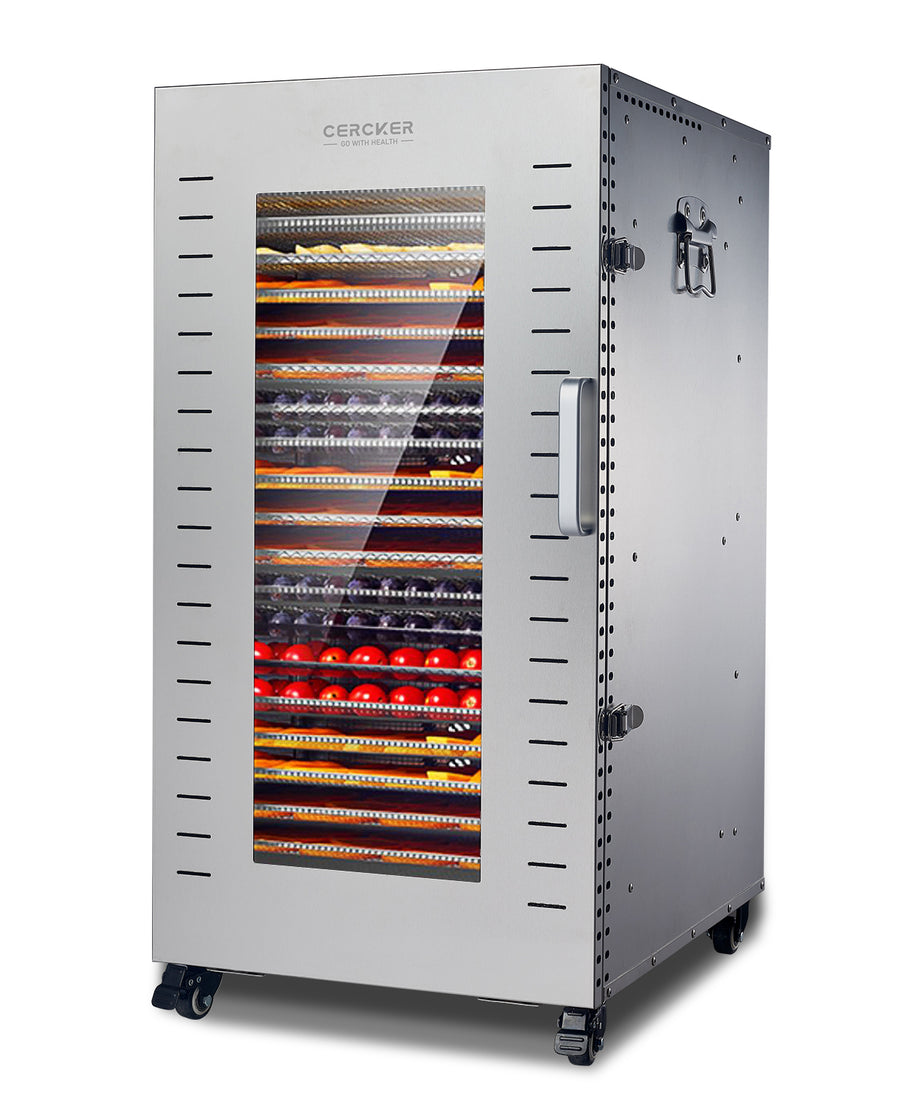 Commercial Food-Dehydrator Machine 22 Trays, 220V Large Food-Dehydrator for Jerky 104ºF-194ºF, Fruit Dehydrator with 6 Silicone Dehydrator Trays, Hooks, Hanging Rack