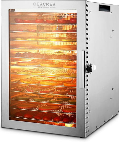 Food-Dehydrator Machine 12 Stainless Steel Trays, 800W Dehydrator for Herbs, 10.9ft² Meat Dehydrator for Jerky,190ºF Temperature Control,24H Timer,Powerful Drying Capacity for Fruits,Yogurt