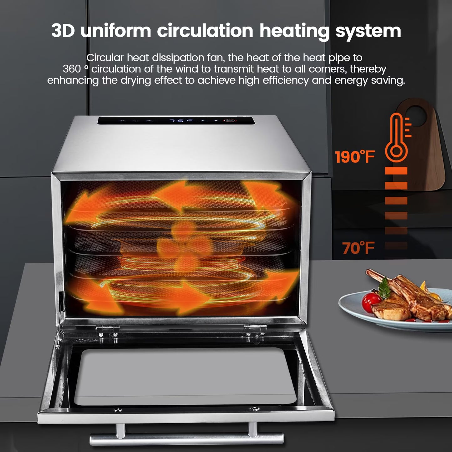 Cercker Food-Dehydrator for Food and Jerky,400W Food Dehydrator Machine 5-Trays,24H Timer Dehydrator for Herbs, Meat, Fruit,Yogurt