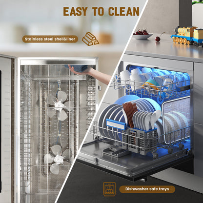 Cercker Commercial Food-Dehydrator Machine 22 Trays,37.5Large Dehydrator for Fruit 70ºF-190ºF,Twin 110V Plugs Beef Jerky Maker,Stainless Steel Food Dryer for Meat,Herbs, Mushroom,Fruit with Silicone Trays