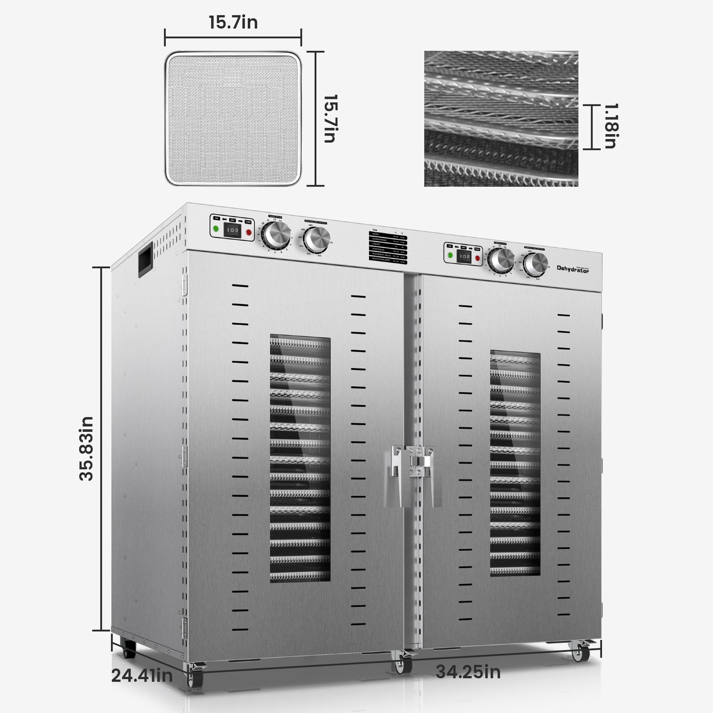Industrial Food Dehydrator Machine 44 Trays, 75FT² Large Industrial Dehydrator, 4000W Commercial Meat Dryer, 220V Singlecord Use Beef Jerky Maker Food-Dryer （Truck Delivery）
