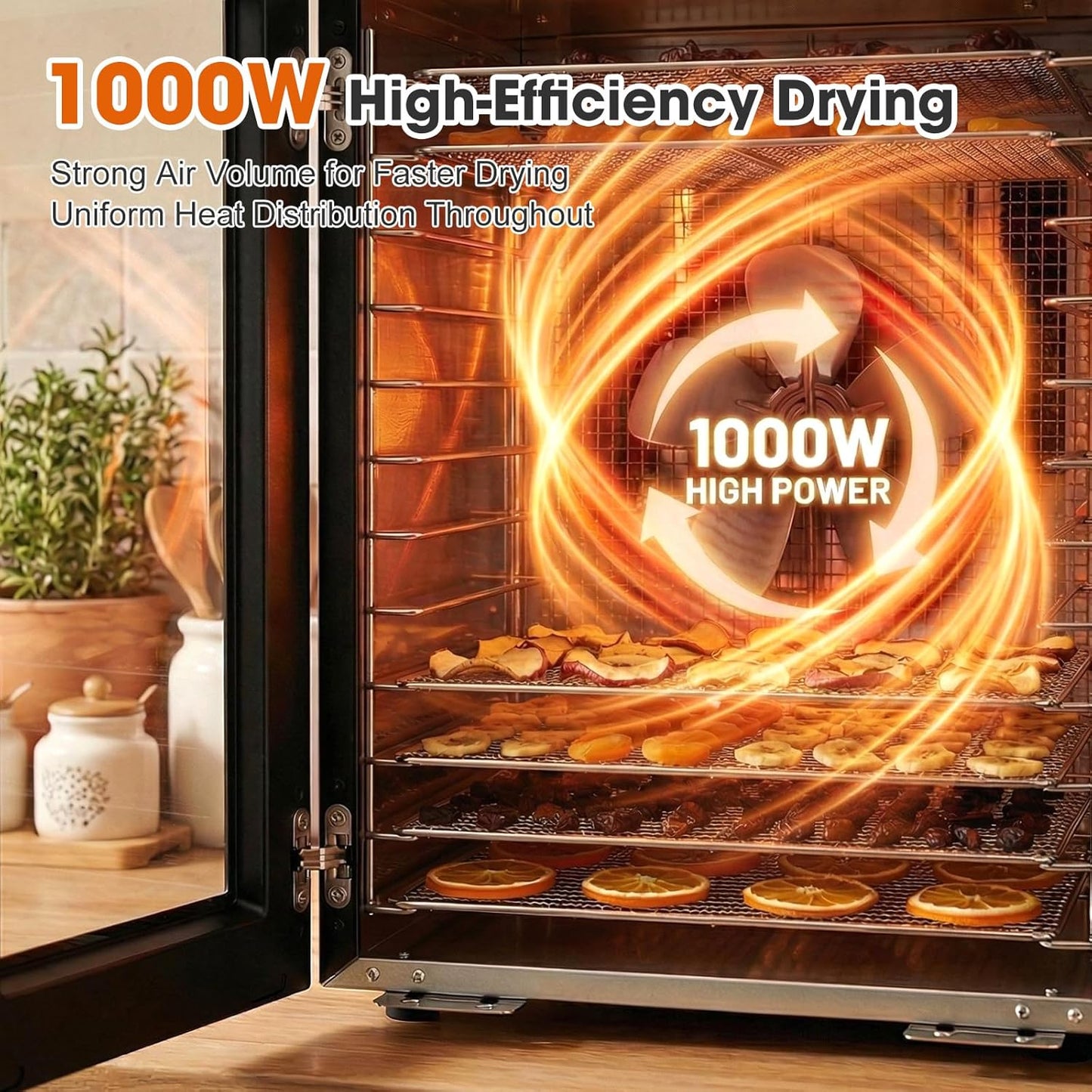 Cercker Food-Dehydrator Machine 12 Stainless Steel Trays,1000W Meat Dehydrator for Jerky Home Use,10.9ft² Large Capacity Food Dryer Machine with 24H & 190℉ Dryer for Food Herb Beef Jerky Maker(Black)