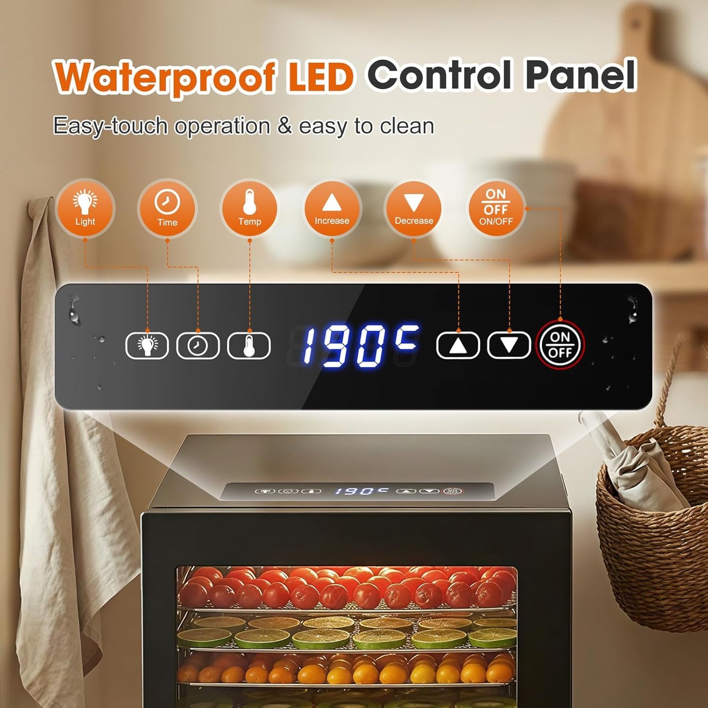 Cercker Food-Dehydrator Machine 12 Stainless Steel Trays,1000W Meat Dehydrator for Jerky Home Use,10.9ft² Large Capacity Food Dryer Machine with 24H & 190℉ Dryer for Food Herb Beef Jerky Maker(Black)