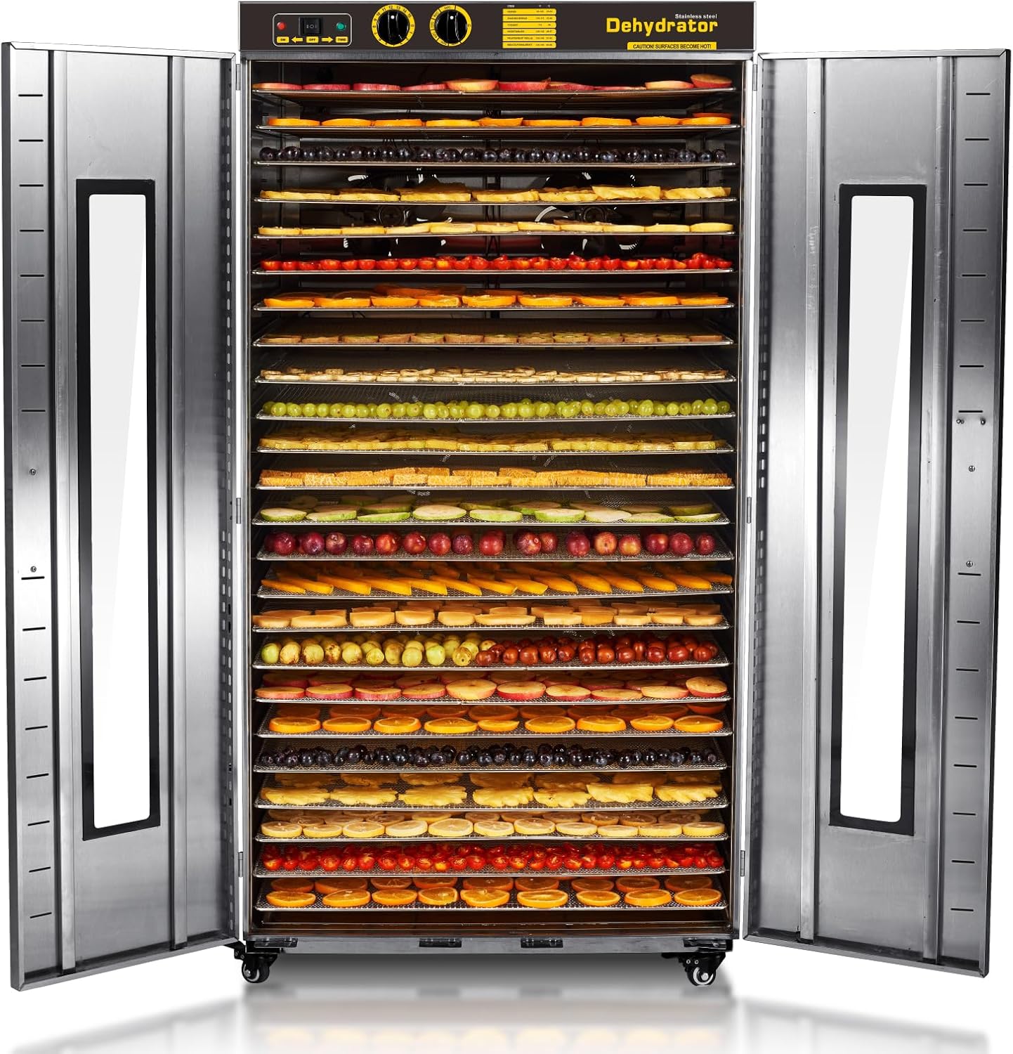 220V Commercial Food-Dehydrator Machine 24 Trays,5850W No Plug Industrial Jerky Dehydrator Factory Use,115.96ft² Large Capacity Commercial Food-Dryer Machine With Food Processing Plants,Farm