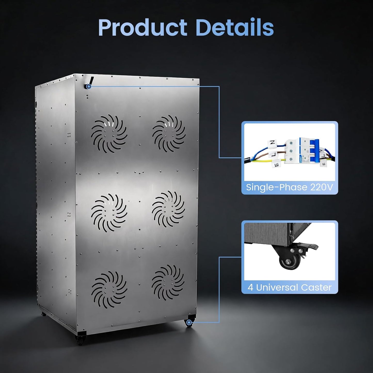 220V Commercial Food-Dehydrator Machine 24 Trays,5850W No Plug Industrial Jerky Dehydrator Factory Use,115.96ft² Large Capacity Commercial Food-Dryer Machine With Food Processing Plants,Farm