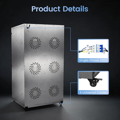 220V Commercial Food-Dehydrator Machine 24 Trays,5850W No Plug Industrial Jerky Dehydrator Factory Use,115.96ft² Large Capacity Commercial Food-Dryer Machine With Food Processing Plants,Farm