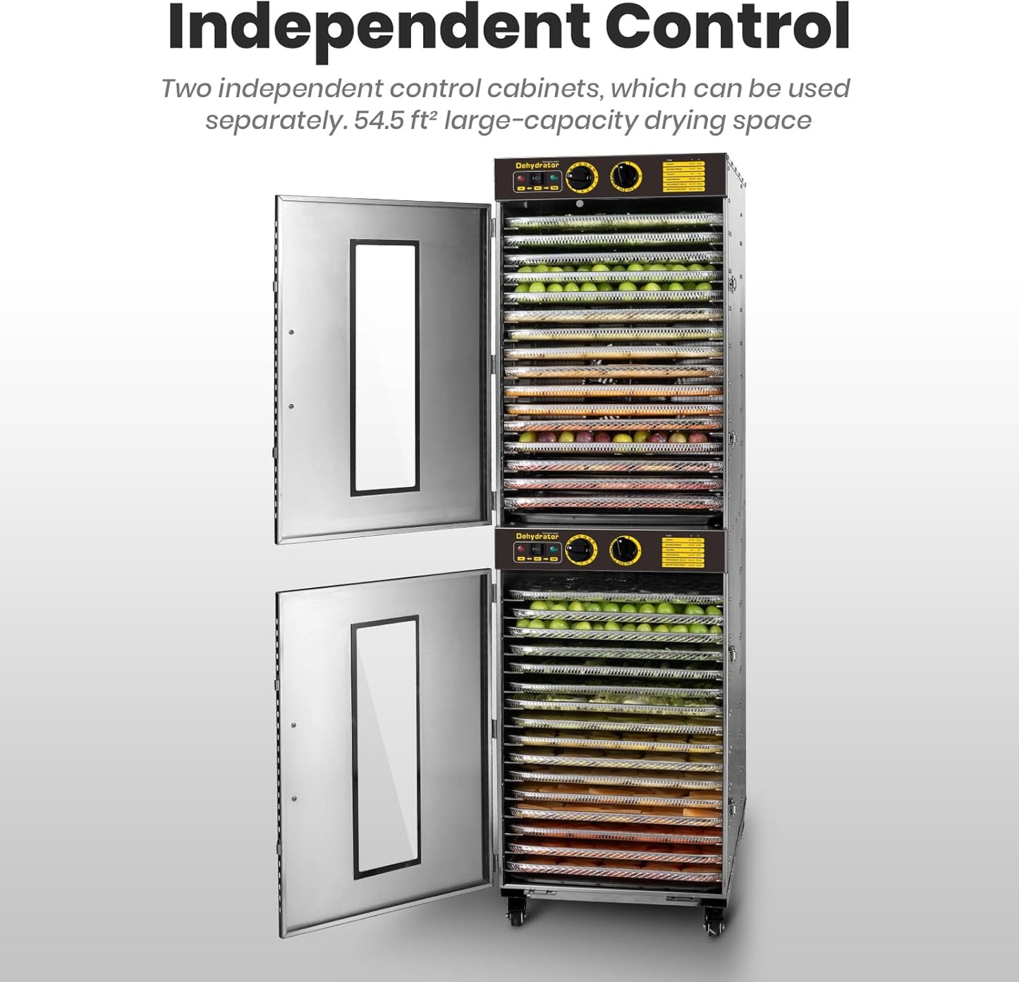 Cercker Industrial Food Dehydrator Machine 32 Trays, 54.5FT² Large Industrial Dehydrator, 3150W Commercial Meat Dryer, 220V Singlecord Use Beef Jerky Maker Food-Dryer（Truck Delivery）