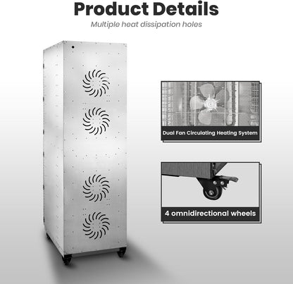 Cercker Industrial Food Dehydrator Machine 32 Trays, 54.5FT² Large Industrial Dehydrator, 3150W Commercial Meat Dryer, 220V Singlecord Use Beef Jerky Maker Food-Dryer（Truck Delivery）