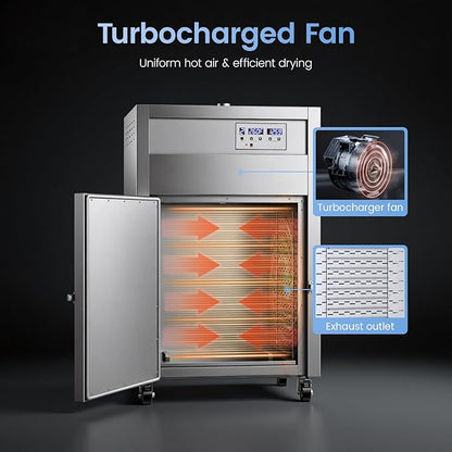 220V Industrial Heat Pump Food-Dehydrator Machine 60℉-158℉ Stainless Steel 24 Trays Commercial Food Dryer 75% Energy Saving 125ft² Large Capcity Drying for Fruit,Herbs,Beef Jerky Maker (46.5×27×69.8)